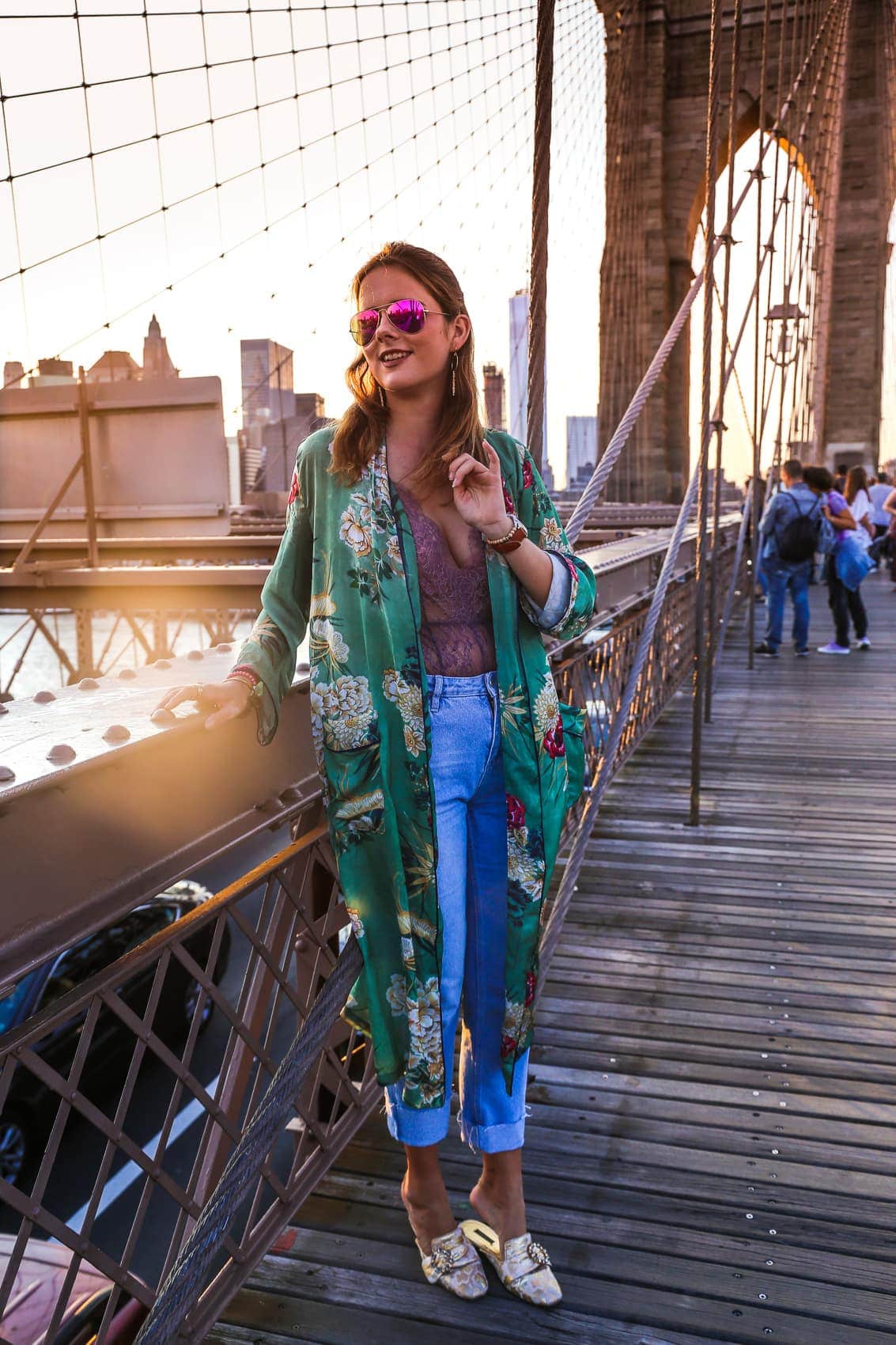 New York Fashion Week Streetstyle auf der Brooklyn Bridge